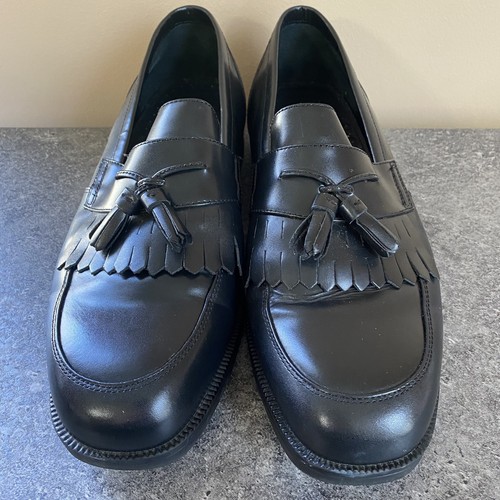 Hush Puppies HPO2 Flex Herren Schwarz Leder Halbschuhe Größe 11 Quasten Slipper - Bild 2 von 10