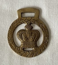 Vintage English Monarchy Crown Horse Brass 6.5cm Diameter 54g Weight #NHB2