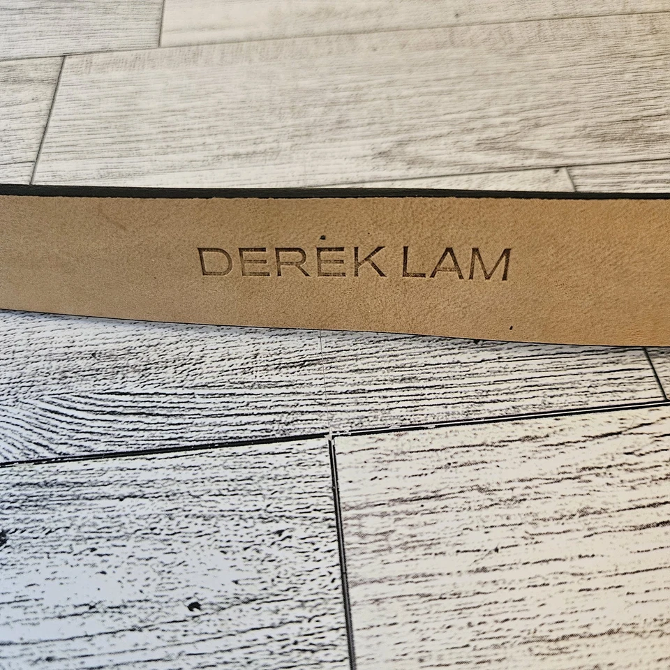 DEREK LAM Cinturón Básico Clásico Ajustado Hebilla Latón Cuero Negro Grande 30"-33" Foto 2 de 4