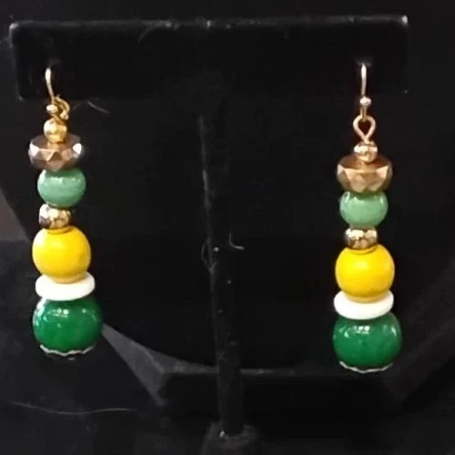 RLM Soho Stunning Gold-Tone🏆Yellow🍋Green🟢 18"L Necklace 2"1/4L Earrings Fb1 - Image 2 of 4