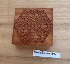 Wagashi Wooden Mold - Hand-Carved Hemp Leaf Pattern Homemade sweets Japan