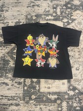 Vintage Looney Tunes T Shirt Size XL Black Taz Bugs Bunny s2