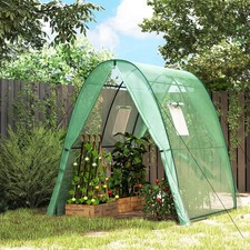 Hoop House Greenhouse With Sandbags, Walk-In Tunnel Green House With 2 Doors And