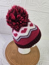 The Children  s Place Girls 4-7 Knit Winter Pom Pom Hat Warm Hearts