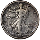 1916-D Walking Liberty Half Dollar 50C Extremely Fine XF+ Details - Scratched