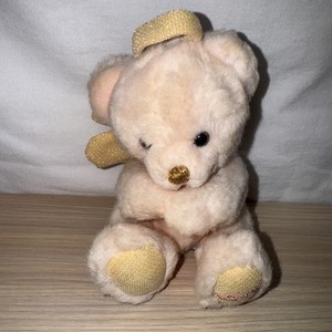 Russ Berrie Angel Teddy Bear White Praying Gold Wings & Halo 5" VTG Love