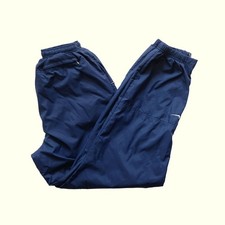 NIKE VTG 90s MINI SWOOSH LINED SWEATPANTS JOGGERS BLUE NYLON ACTIVE SZ L 12-14