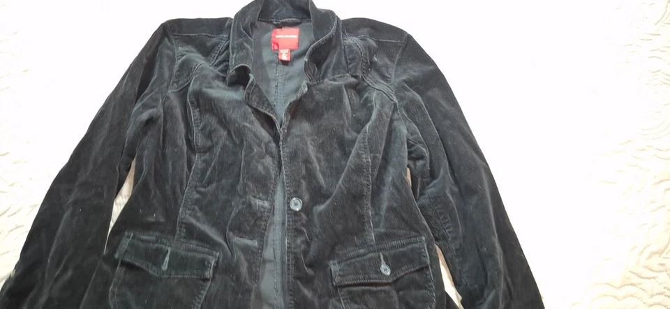 Blazer para mujer Gloria Vanderbilt negro cordouroy talla XL retro regular elegante Foto 2 de 4