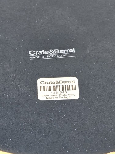 ~NEW~ SET OF 4 Crate & Barrel VISTO Navy Blue 8.5" SALAD PLATES Portugal Rare - Picture 4 of 5