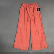 Lulus Pull On Pants Womens M Pink Orange Wide Leg Slinky Crepe Stretch NWT New