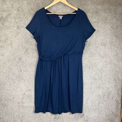 DKNY Dress Womens Extra Large Blue Short Sleeve Stretch Knee Length- 4768