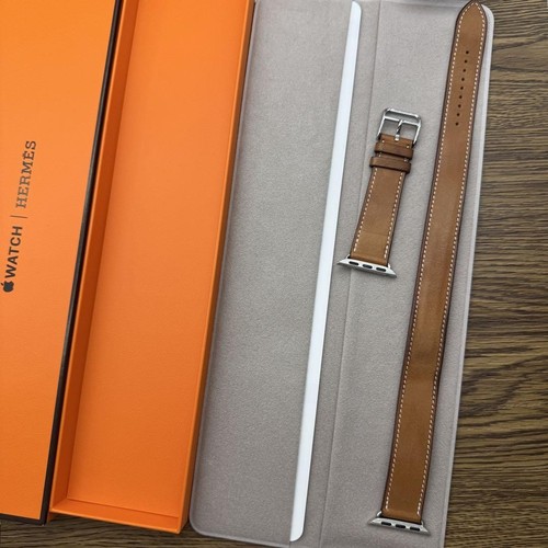 Hermes Fauve Leather Double Tour Strap Band for Apple Watch 38mm 40mm 41mm 42mm - 第 7/8 張圖片