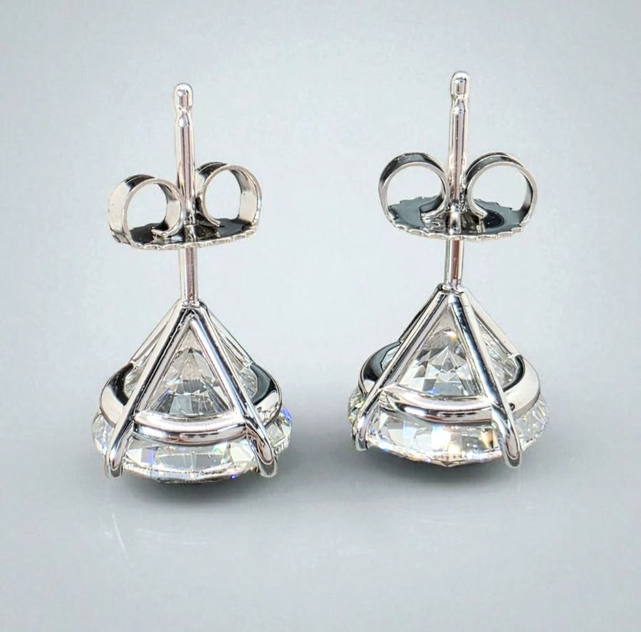 4.00 Ct E VS1 Round Lab Grown Martini Diamond Studs 14k Gold IGI Certified - Image 2 of 4