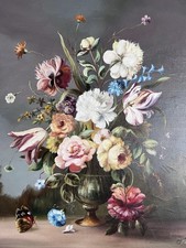 Original Floral Still Life Oil Painting In Dutch Old Master Style, On Canvas