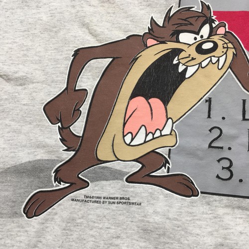Camicia vintage Taz uomo extra large grigia leggi papà Looney Tunes cartone animato anni 90 - Foto 3 di 9