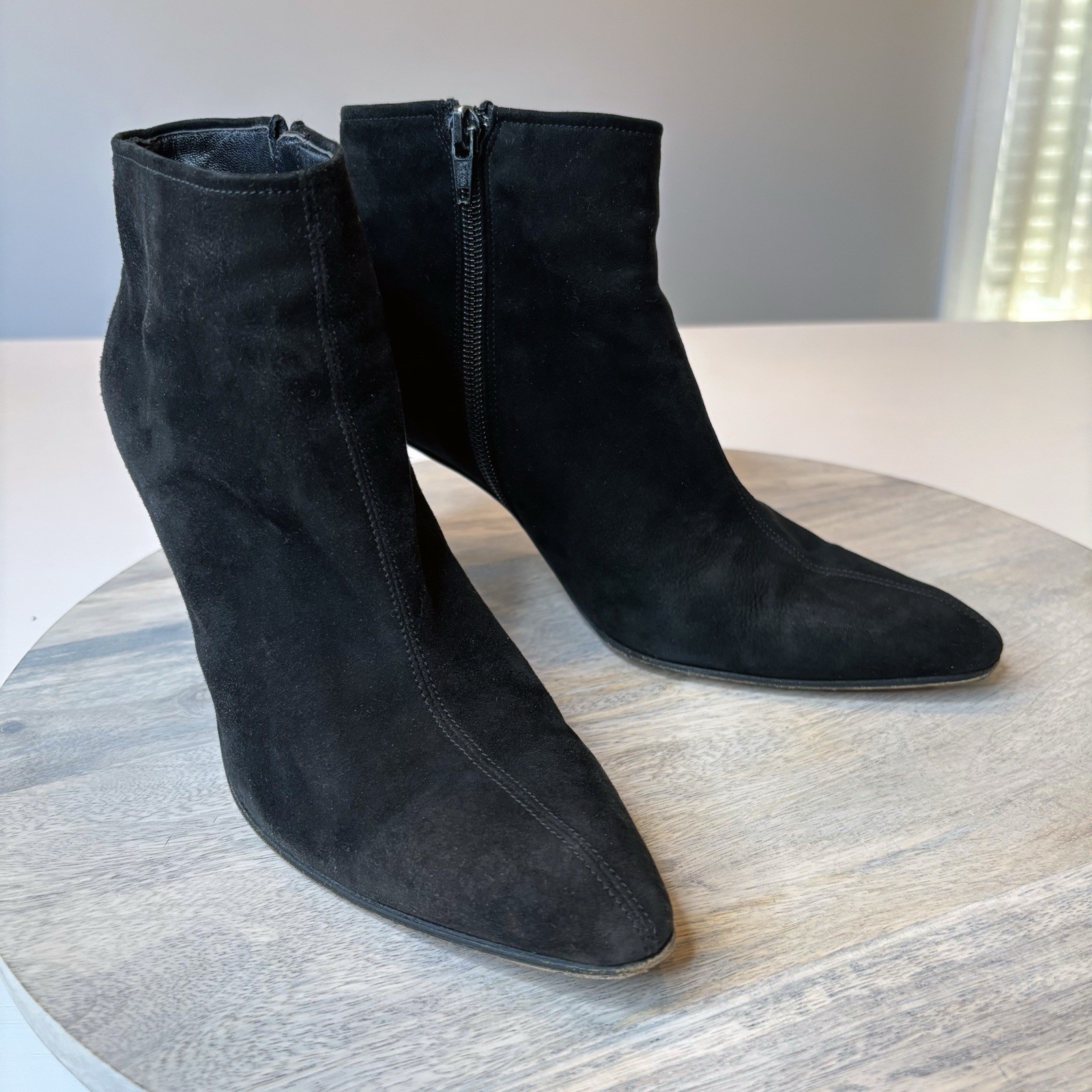 Stivaletti scamosciati neri con cerniera autentici Yves Saint Laurent taglia 7 M