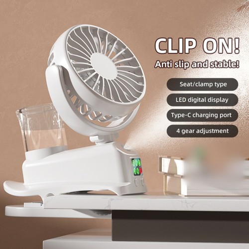 Mini Clip on Fan 360 Degree Rotation and 4 Speed Misting Function for All Needs
