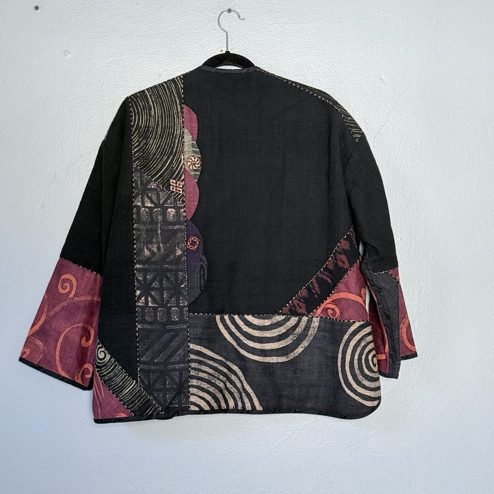 Patchwork Reversible Jacket  Large Black Mauve Ar… - image 2