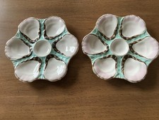 LOT OF 2 ANTIQUE FRENCH OYSTER PLATES 8.75