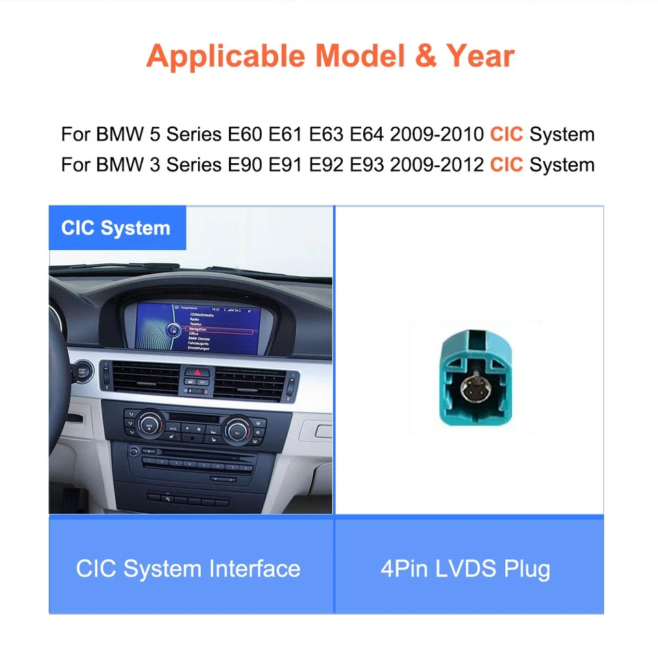 Wireless Carplay Android Auto Touchscreen For BMW CIC 3/5 ER E60 E61 E90 E92 E93 - Photo 3/4