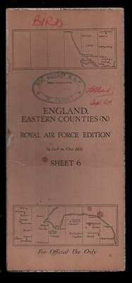 ORDNANCE SURVEY RAF KARTE DER ÖSTLICHEN GRAFSCHAFTEN NORDENGLAND DATIERT 1934 SEHR GUTER ZUSTAND +