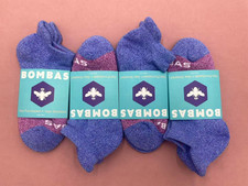 4 Pairs Bombas Women's Tri-Block Marl blue Ankle Socks Size Medium 8-10