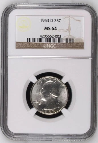 1953 D Washington Quarter NGC MS-64