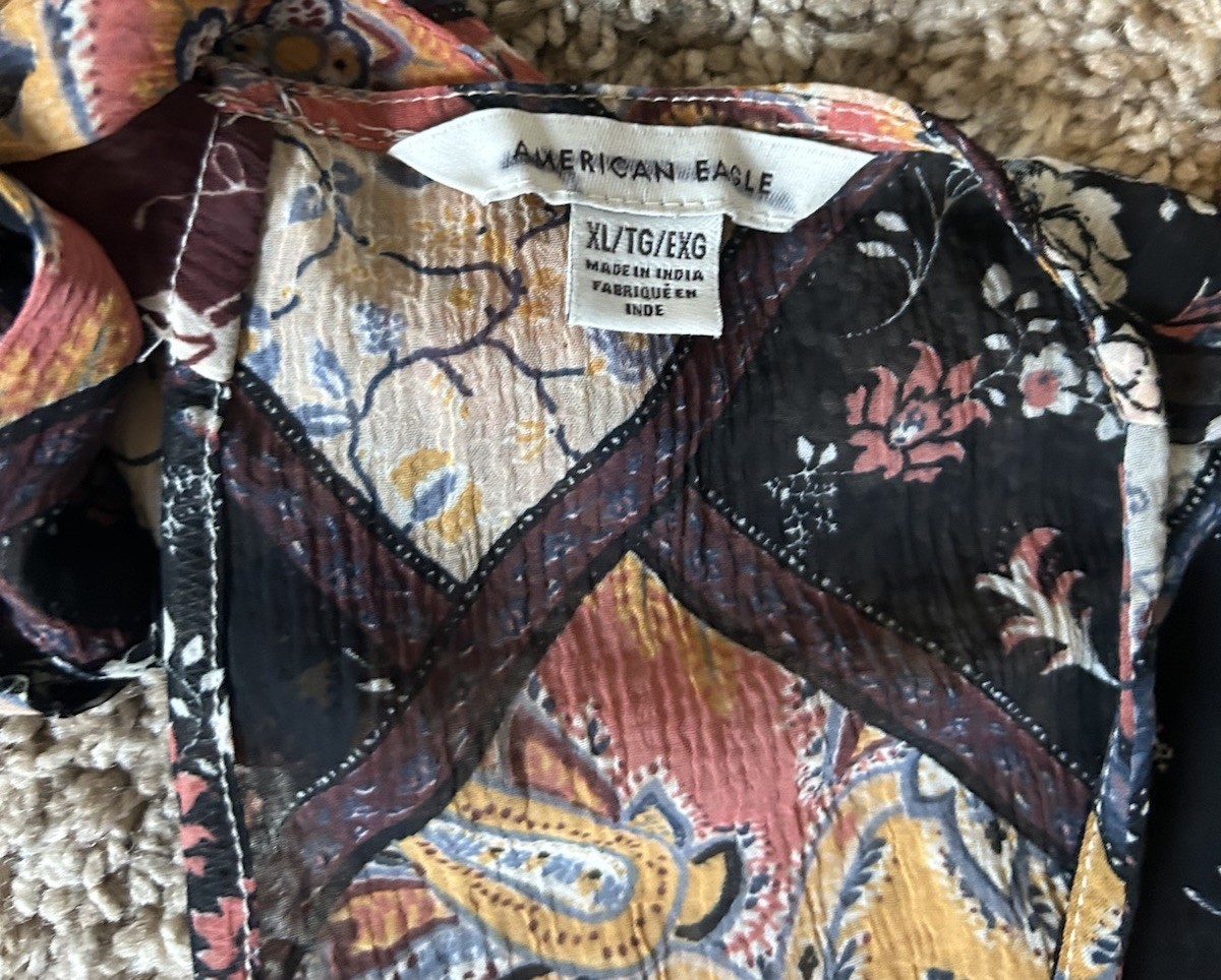 American Eagle Patchwork Floral Boho Babydoll Lon… - image 6