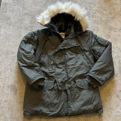 Vintage Type N-3B Extreme Cold Weather Parka Wool Blend Fur Hood Men s MEDIUM