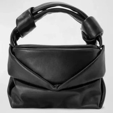NWT STAUD Kiss Soft Leather Bag Black Top Handle Shoulder Knot