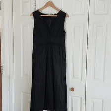 Karavan Black Tank Gauzy BOHO Dress with Cotton Crochet Trim Women's Size M