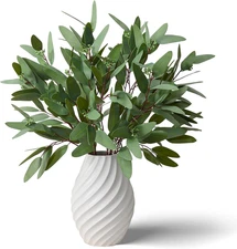 Artificial Eucalyptus Stems, Real Touch Faux Greenery for Vase Decor, Realistic 