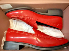 Franco Sarto Womens Eden Studs Penny Loafer Shoes Shiny Red NEW w/ Box 8.5