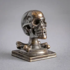 Bronze SKULL WAX SEAL Memento Mori SIGNED Sculpture RARE/MACABRE Death Head Seal