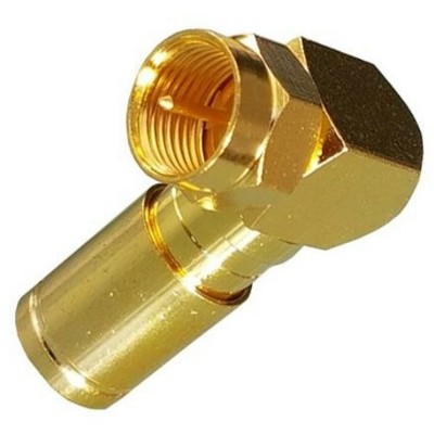 5x Winkel F-Kompressionsstecker 6,8-7,2mm Vollmetall Gold HQ 90° F-Stecker