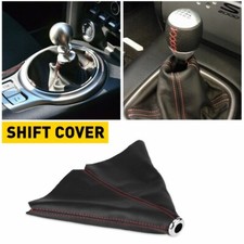 Universal Black Suede Manual Shift Shifter Boot Cover With Red Stitching Universal Black Suede Manual Shift Shifter Boot Cover With Red Stitching