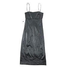 NWT 90s Y2k Guess MIDI Dress Pewter Metallic Silver Spaghetti Strap Grunge Sz XS