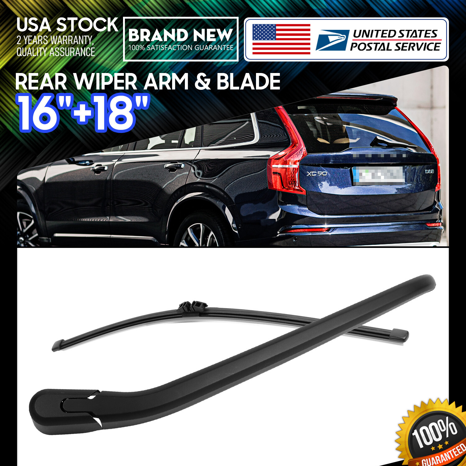 4Season Waterproof 16-18 Soft Rubber Rear Wiper Arm for Rain Windshield