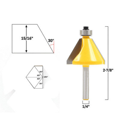 1/4 Inch Shank 30 Degree Router Bit Chamfer Bevel Edging Woodworking Cutter