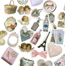 French Paris Bedroom Stickers Junk Journaling Collage Scrapbooking