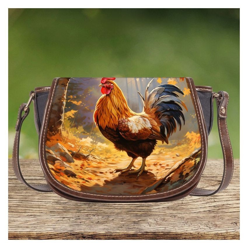 Autumn Majesty Rooster in the Forest Saddle Bag