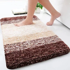 Arotive Microfiber Bathroom Rugs, Shaggy Soft and Absorbent 24" x 16", Brown 