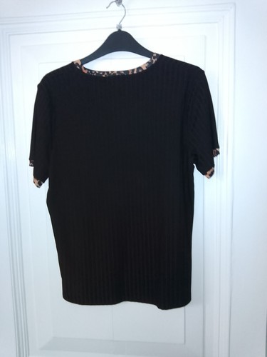 red herring black top with leopard trim size 14 new with tags - Picture 2 of 2