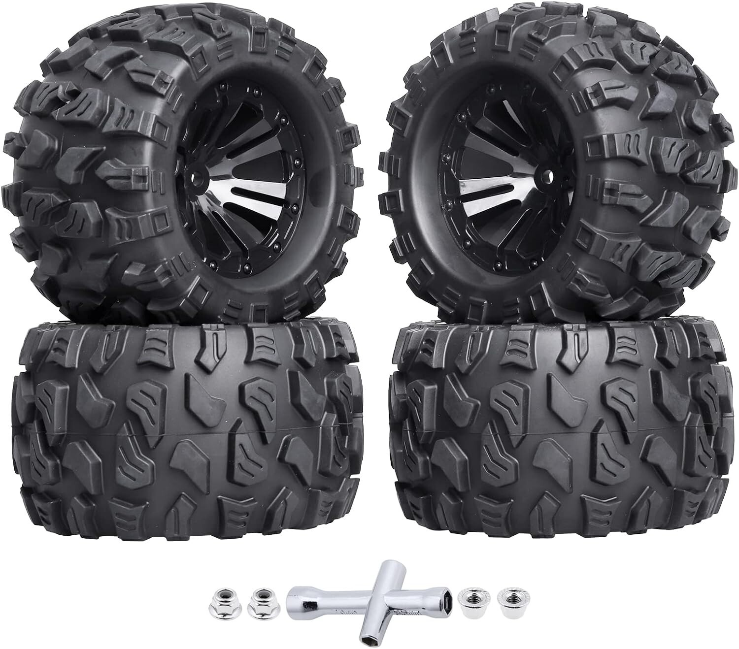 2.8″ 12Mm Hex 1/10 Scale RC Truck Tires and Wheels for Traxxas Rustler 4X4 VXL S