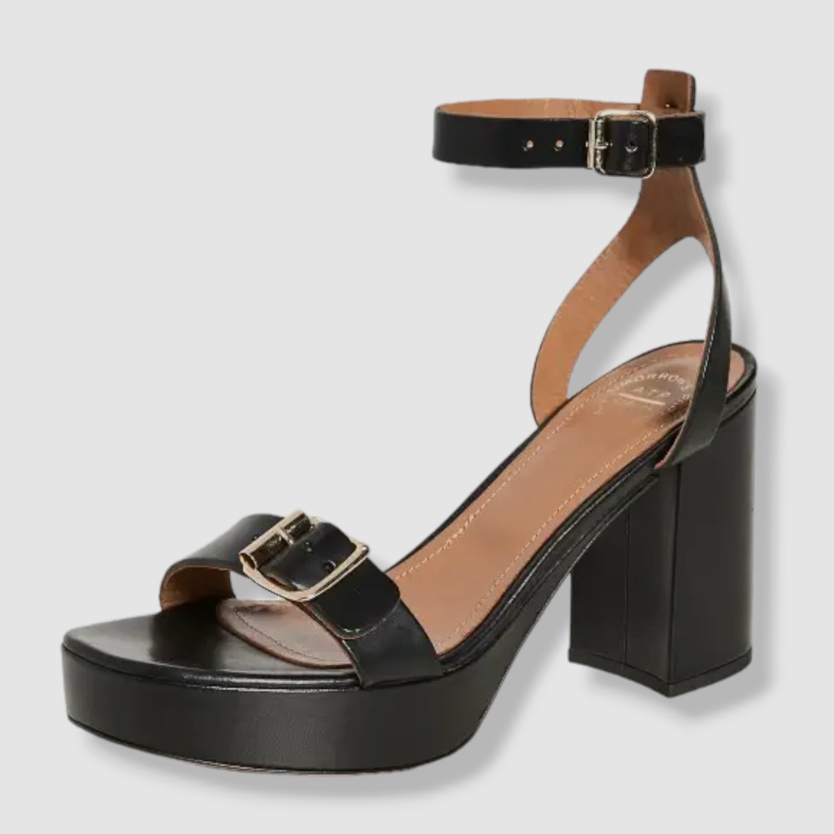 $495 ATP Atelier Women's Black Concesio Leather Ankle-Strap Sandal