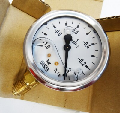 Wika 213.53.063 -1 bar G1/4B unten No. 90218576 Manometer Gefüllt -unused/OVP-