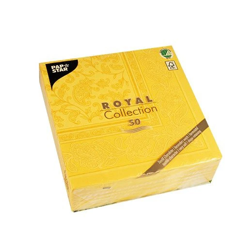 Napkins ROYAL Collection 1/4 Fold YELLOW Ornaments 40 x 40cm 15.75 x 15.75in - Image 3 of 4