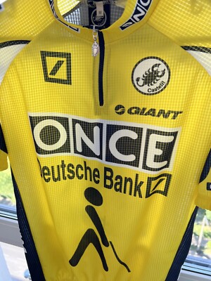 Maillot Cycliste Vintage Castelli ONCE Deutsche Bank 1999 - Taille M - Jaune