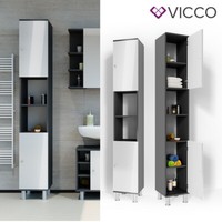 Badschrank Badezimmerschrank Hochschrank Fynn 190 X 30 Cm Anthrazit Weiß Vicco