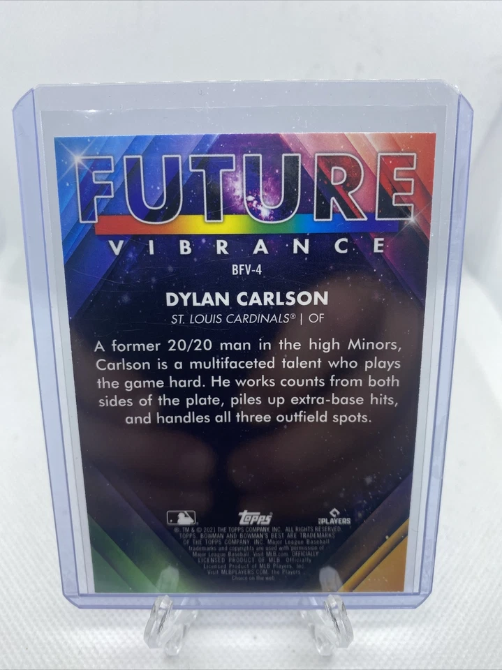 2021 Bowmans Best #BFV-4 Dylan Carlson Future Vibrance Refractor RC - Image 2 of 2
